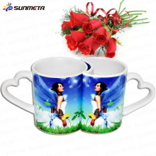 Best Selling 11oz ceramic lover's sublimation mug with heart handle